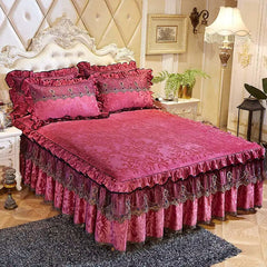 3 Pcs Bedding Set Luxurious Bedding Cover Set Warm Bedspread on The Bed Heightened Bed Skirt for Queen/King Size with Pillowcase - SHOWLU FASHION STORE