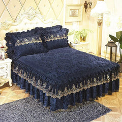 3 Pcs Bedding Set Luxurious Bedding Cover Set Warm Bedspread on The Bed Heightened Bed Skirt for Queen/King Size with Pillowcase - SHOWLU FASHION STORE