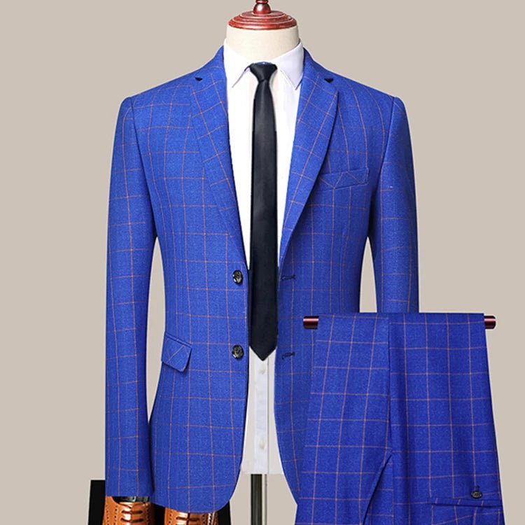 3 Pcs Blazers Pants Vest Set / 2023 New Men's Business Professional Classic Fashion Banquet Plaid Coat Waistcoat 2 Pcs Suits - SHOWLU FASHION STORE