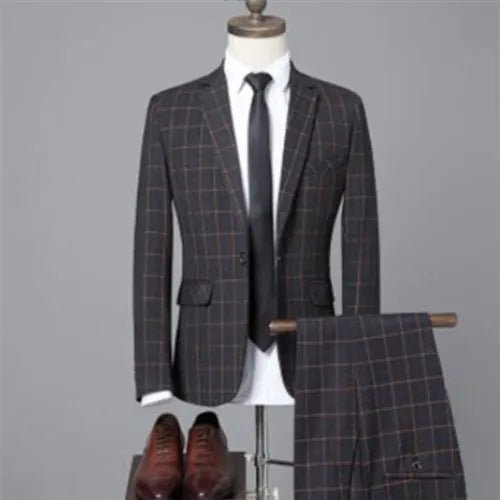 3 Pcs Blazers Pants Vest Set / 2023 New Men's Business Professional Classic Fashion Banquet Plaid Coat Waistcoat 2 Pcs Suits - SHOWLU FASHION STORE