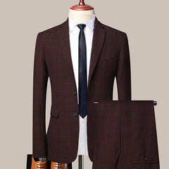 3 Pcs Blazers Pants Vest Set / 2023 New Men's Business Professional Classic Fashion Banquet Plaid Coat Waistcoat 2 Pcs Suits - SHOWLU FASHION STORE