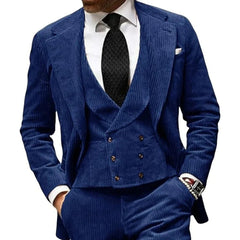 3 Pcs Corduroy Men's Suits (Jacket + Vest + Pants) Fashion Sets Groomsmen Tuxedos for Wedding Groom Suit Jacket Custm Made - SHOWLU FASHION STORE