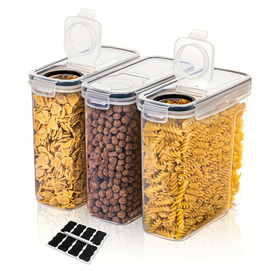 3 - Piece Airtight Cereal Storage Containers Set，BPA Free, Dishwasher Safe, with Pen and Labeled, 2.5L/84.5 Floz Capacity - SHOWLU FASHION STORE