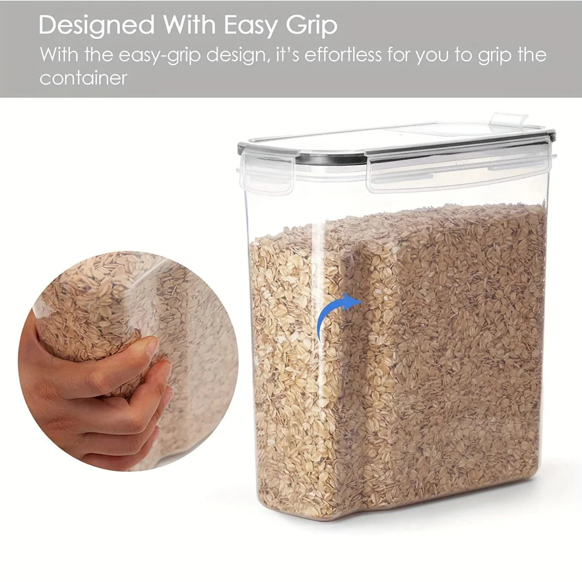 Showlu 3-piece airtight cereal storage containers set with 2.5L capacity, BPA-free, dishwasher safe, includes labels and pen.