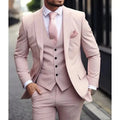 Showlu Fashion men's 3-piece slim fit cotton suit with jacket, vest, and pants, ideal for formal occasions and stylish dressing.