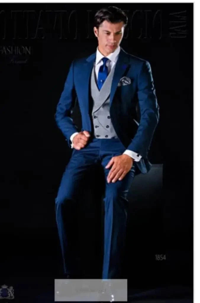 SHOWLU Men's 3-piece wedding tuxedo with notched lapel, vest, jacket, and pants, stylish formal suit for special occasions