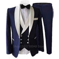 Kromoc men's 3-piece slim fit suit with wool blend fabric, shawl lapel tuxedo jacket, vest, and dress pants for formal occasions