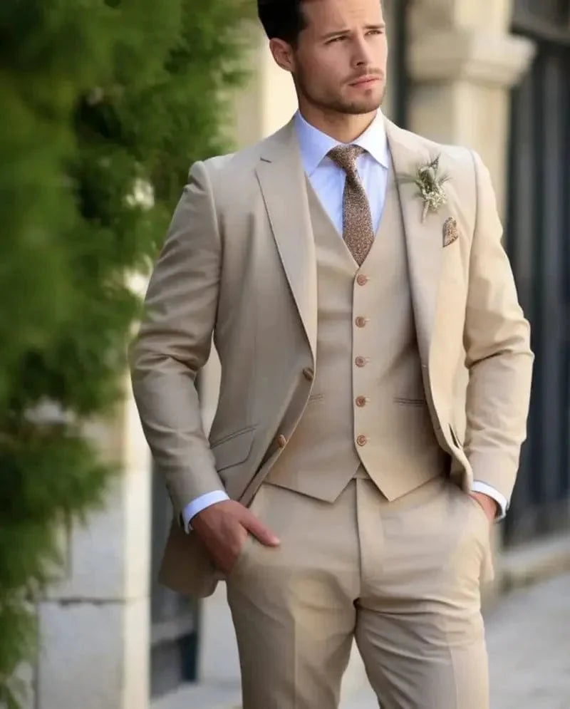 Men's black 3-piece skinny fit tuxedo by SHOWLU FASHION STORE, ideal for weddings, proms, and formal events, featuring tailored design.