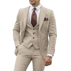 3 Pieces Beige Suits for Men 2023 Slim Fit Groom Tuxedo Wedding Suits Best Man Groomsmen Formal Party Suit Male Trajes De Hombre - SHOWLU FASHION STORE