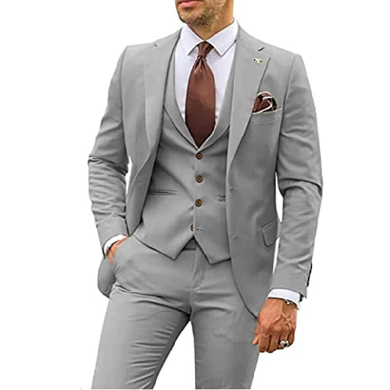 3 Pieces Beige Suits for Men 2023 Slim Fit Groom Tuxedo Wedding Suits Best Man Groomsmen Formal Party Suit Male Trajes De Hombre - SHOWLU FASHION STORE