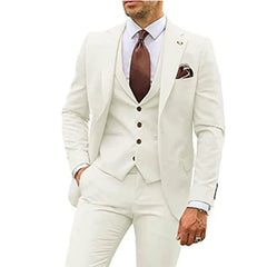 3 Pieces Beige Suits for Men 2023 Slim Fit Groom Tuxedo Wedding Suits Best Man Groomsmen Formal Party Suit Male Trajes De Hombre - SHOWLU FASHION STORE