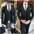 Men's SHOWLU FASHION 3-piece slim fit khaki suit with blazer, vest, and pants, ideal for formal occasions like weddings and proms.