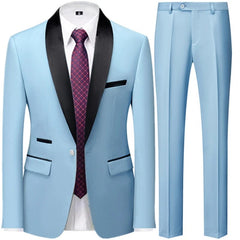 3 Pieces Set Men's Business Blazers Coat / Male Slim Fit Color Matching Collar Suit Tuxedo Leisure Jacket Pants Vest Wedding - SHOWLU FASHION STORE