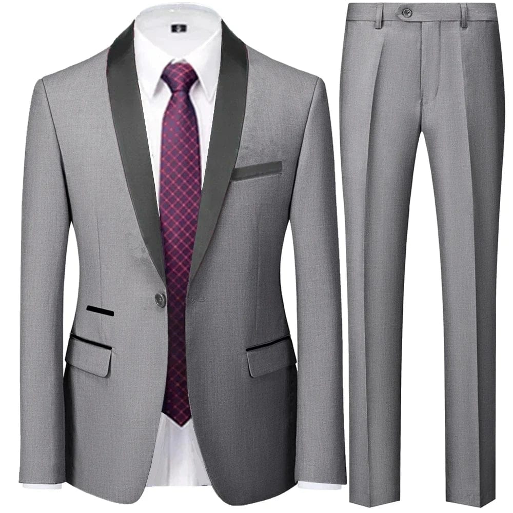 3 Pieces Set Men's Business Blazers Coat / Male Slim Fit Color Matching Collar Suit Tuxedo Leisure Jacket Pants Vest Wedding - SHOWLU FASHION STORE