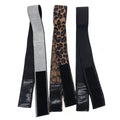 Showlu 3-piece wig elastic band set with leopard and silvery lace for securing and laying edges on lace wigs.