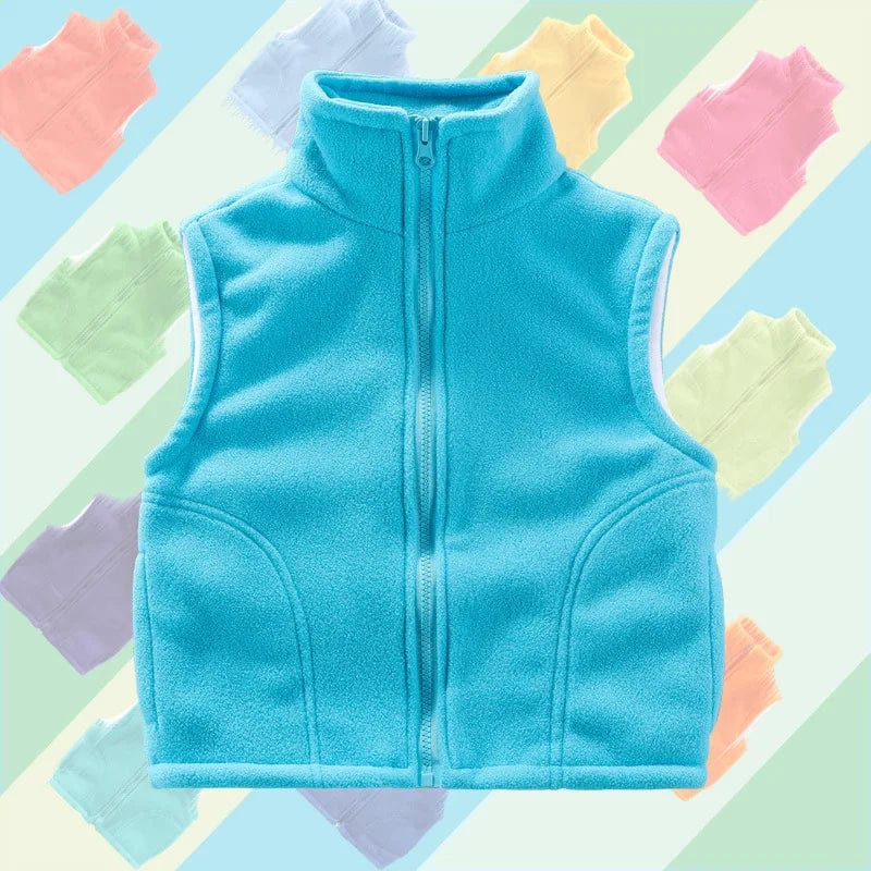 Kids polar fleece vest by Showlu Fashion, sleeveless winter jacket for boys and girls, warm and cozy outerwear for children.