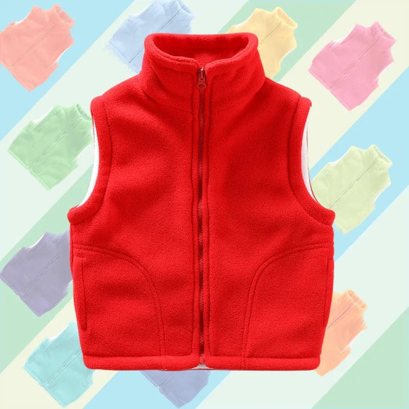 Kids' polar fleece vest by Showlu Fashion, warm sleeveless winter jacket for boys and girls aged 3 to 10 years.