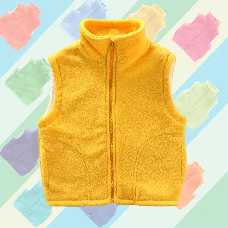 Kids polar fleece vest by Showlu Fashion Store, sleeveless winter jacket for boys and girls, warm and comfortable for children.
