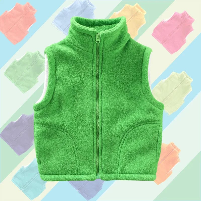 Kids polar fleece vest by Showlu Fashion, sleeveless winter jacket for boys and girls, warm and cozy outerwear for children.
