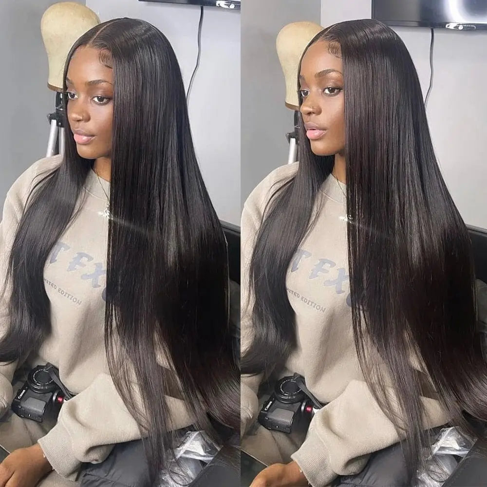 Brazilian bone straight human hair wig with HD lace frontal, 30 inches, transparent 13x4 lace, by Showlu Fashion Store