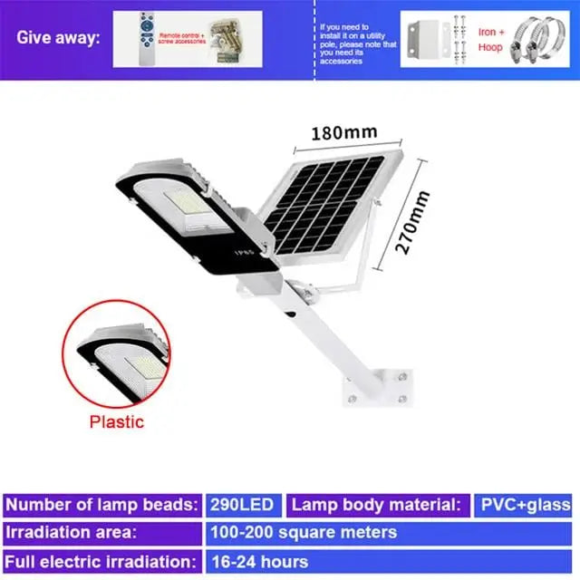 Showlu Fashion Store 300 LED split solar street light with waterproof IP55 outdoor design, remote control, ideal for garden and yard lighting