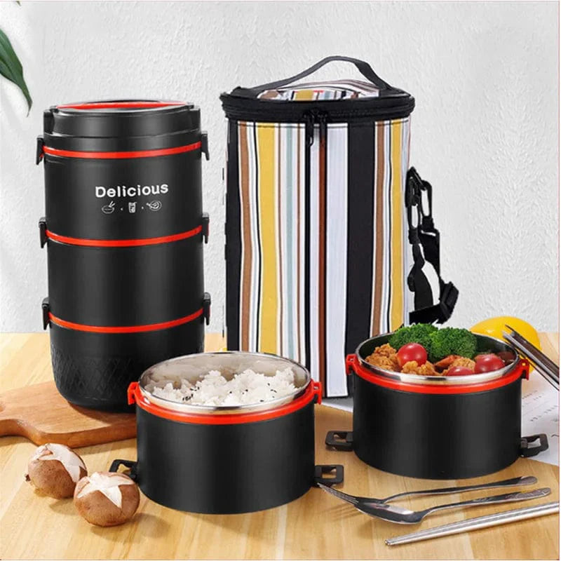 SHOWLU 304 stainless steel bento box with leakproof lid, microwave-safe thermal lunch container for kids and school meals.