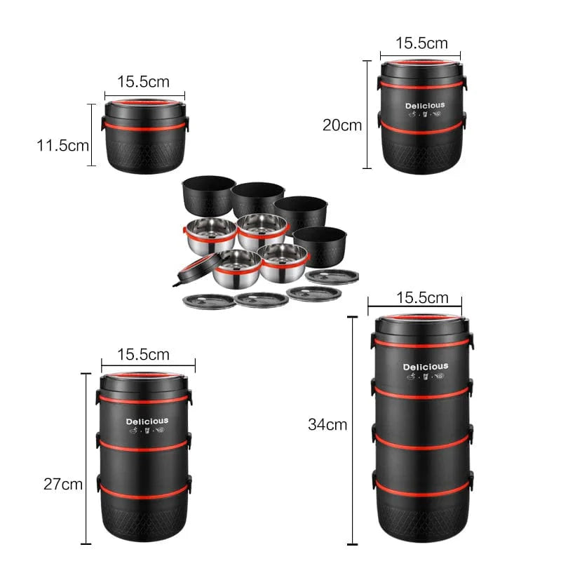 SHOWLU 304 stainless steel bento box with leakproof design, microwave-safe thermal lunch container for kids and school use.