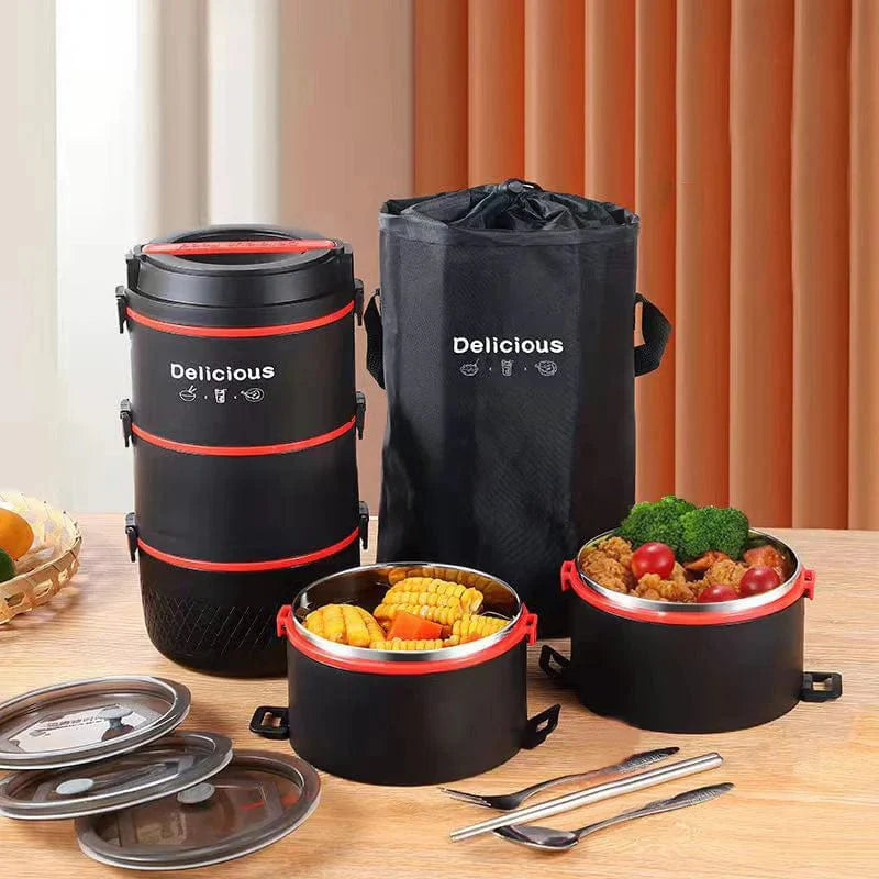 SHOWLU 304 stainless steel bento box, leakproof thermal lunch container for kids, microwave-safe, portable food storage for school and picnics.