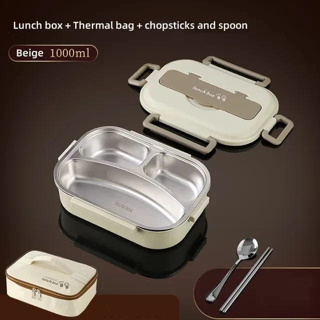 304 Stainless Steel Compartment Insulated Lunch Box Office Worker Students Sealed Portable Bento Microwae Heating Food Container - SHOWLU FASHION STORE