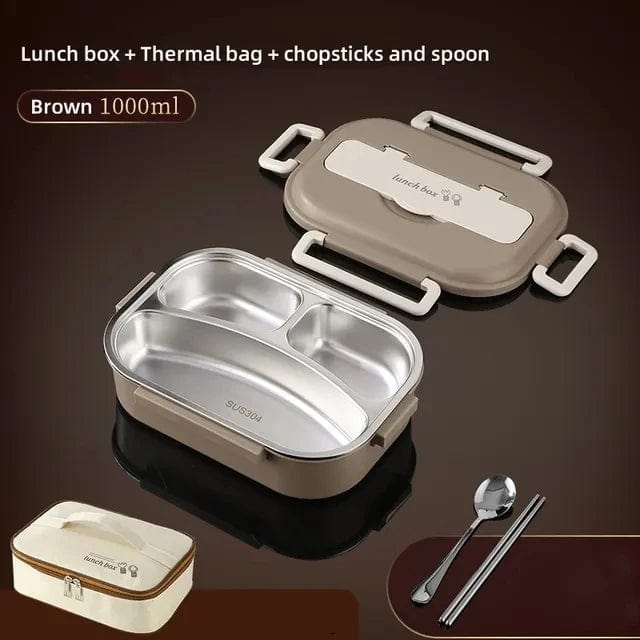 304 Stainless Steel Compartment Insulated Lunch Box Office Worker Students Sealed Portable Bento Microwae Heating Food Container - SHOWLU FASHION STORE