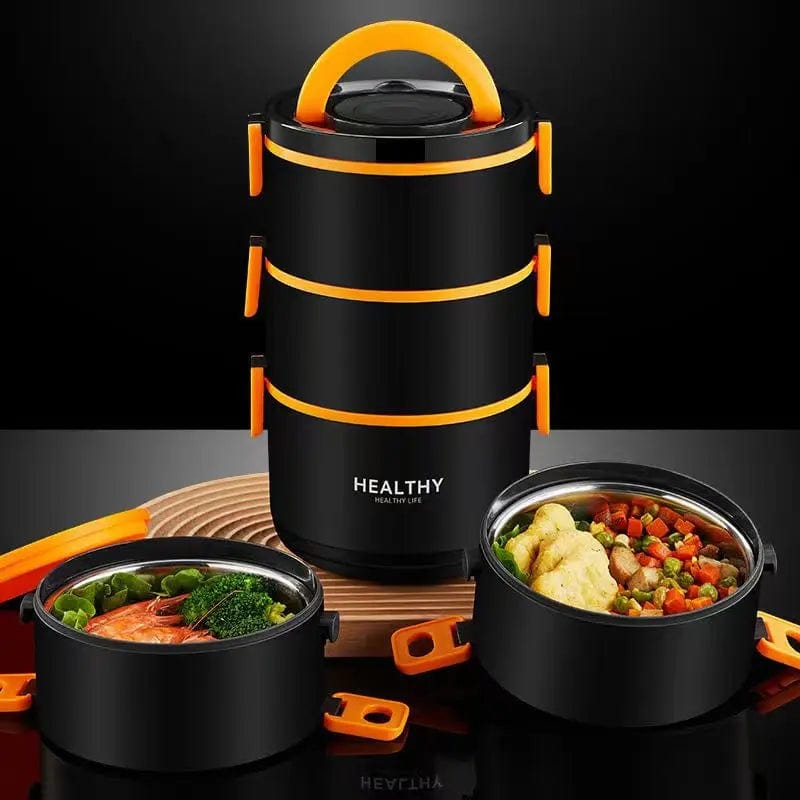 304 stainless steel insulated lunch box multi - layer round bento for kids adults portable thermal lunchbox food storage container - SHOWLU FASHION STORE