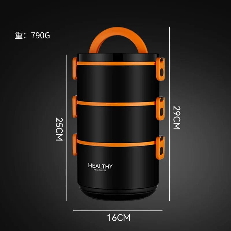 304 stainless steel insulated lunch box multi - layer round bento for kids adults portable thermal lunchbox food storage container - SHOWLU FASHION STORE