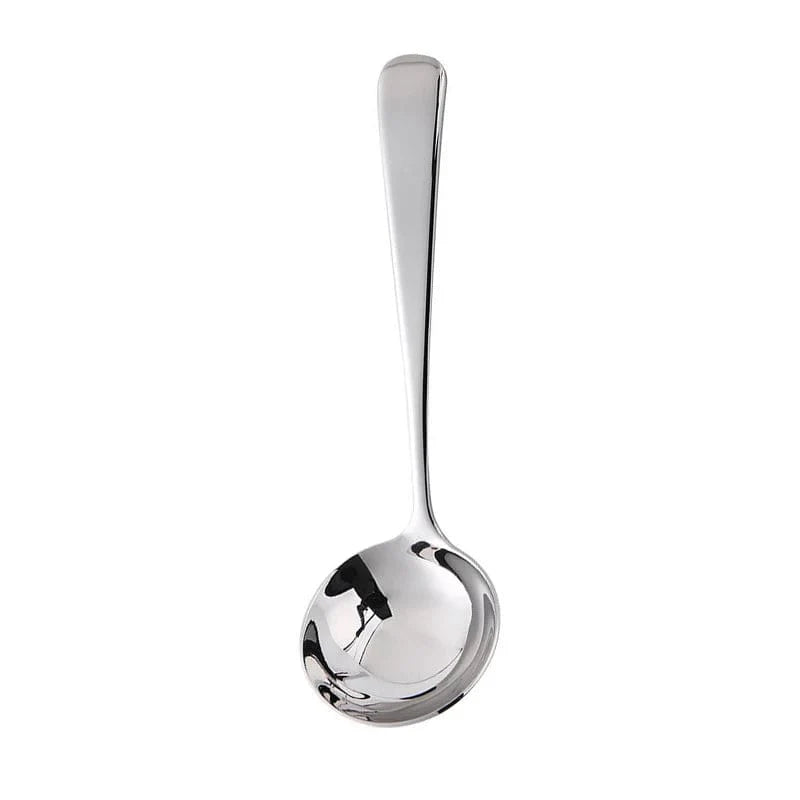 Showlu Fashion Store stainless steel long handle soup spoon and colander skimmer for hot pots, ramen, and kitchen cooking tasks.