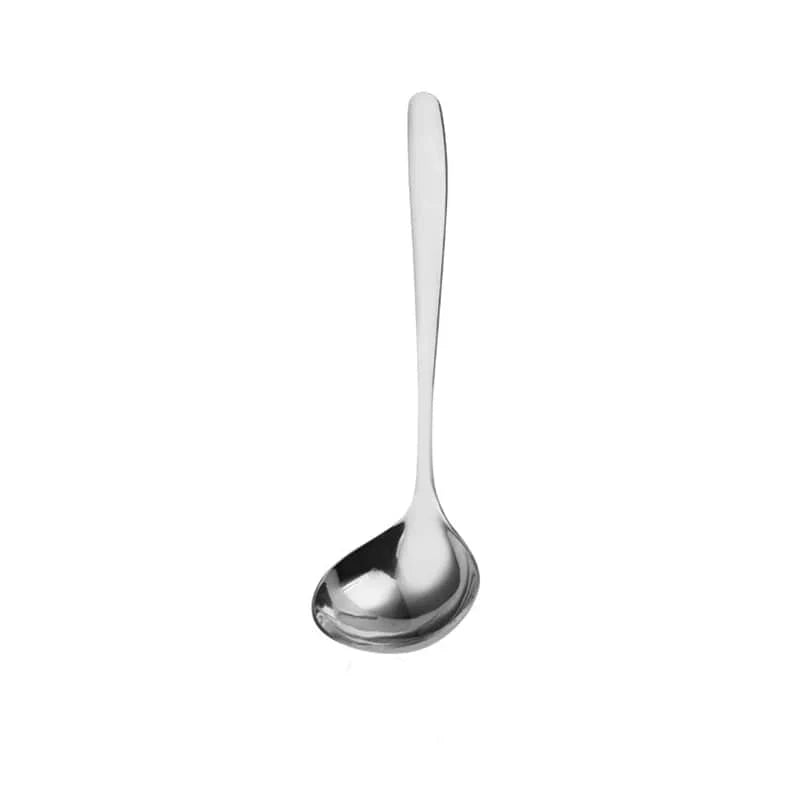 304 stainless steel long handle soup spoon and colander skimmer for hot pots, ramen, and kitchen cooking tasks.