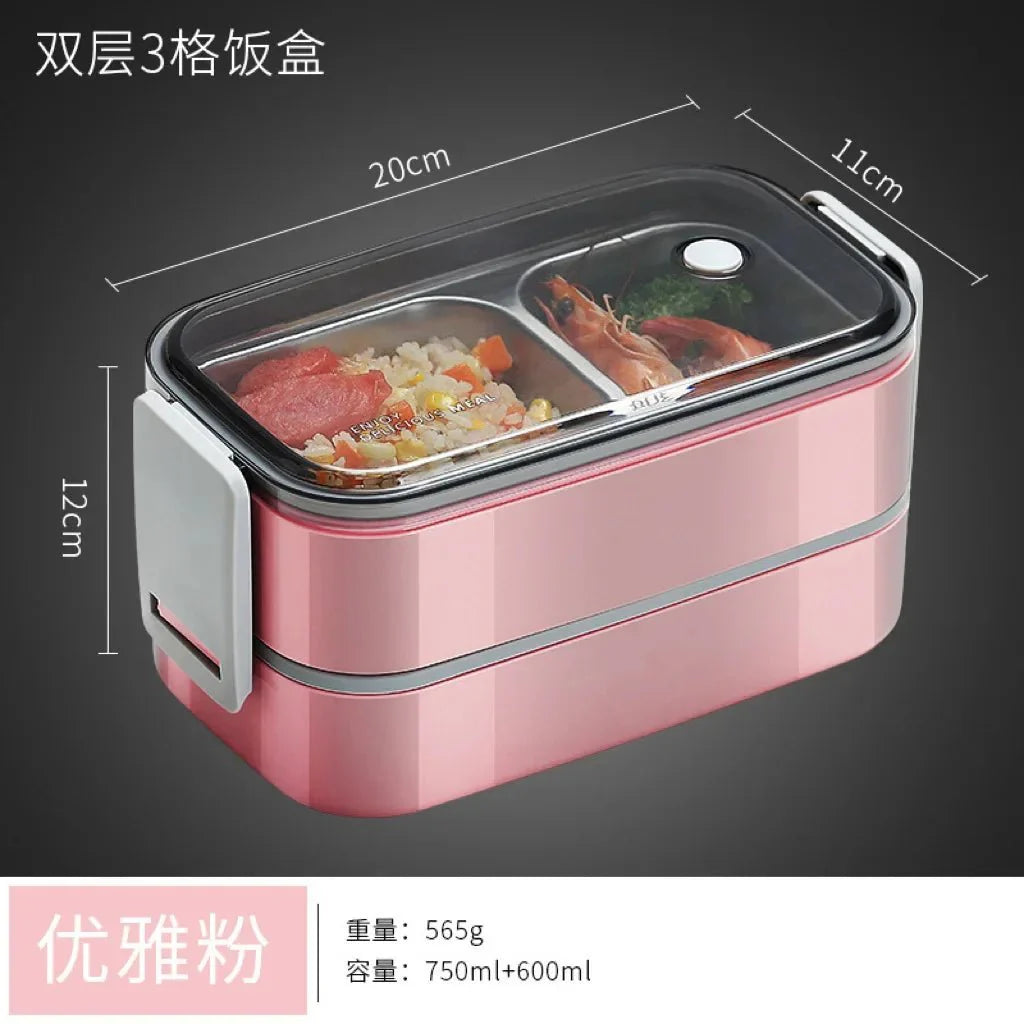 SHOWLU stainless steel bento lunch box with 12 layers, leakproof, microwavable food container for adults and kids, portable and durable.