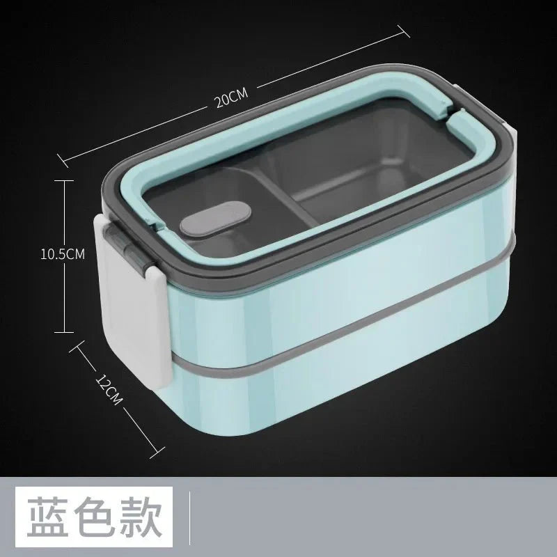 SHOWLU stainless steel bento lunch box with 12 layers, leakproof, microwave-safe food container for kids and adults.