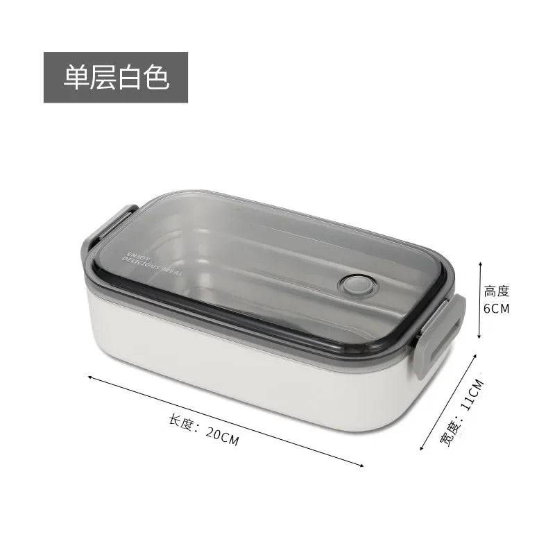 304 Stainless Steel Lunch Box for Adults Kids School Office 1/2 Layers Microwavable Portable Grids Bento Food Storage Containers - SHOWLU FASHION STORE