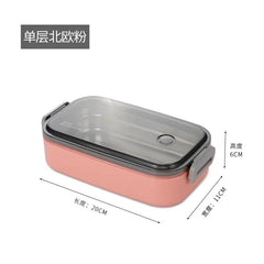 304 Stainless Steel Lunch Box for Adults Kids School Office 1/2 Layers Microwavable Portable Grids Bento Food Storage Containers - SHOWLU FASHION STORE