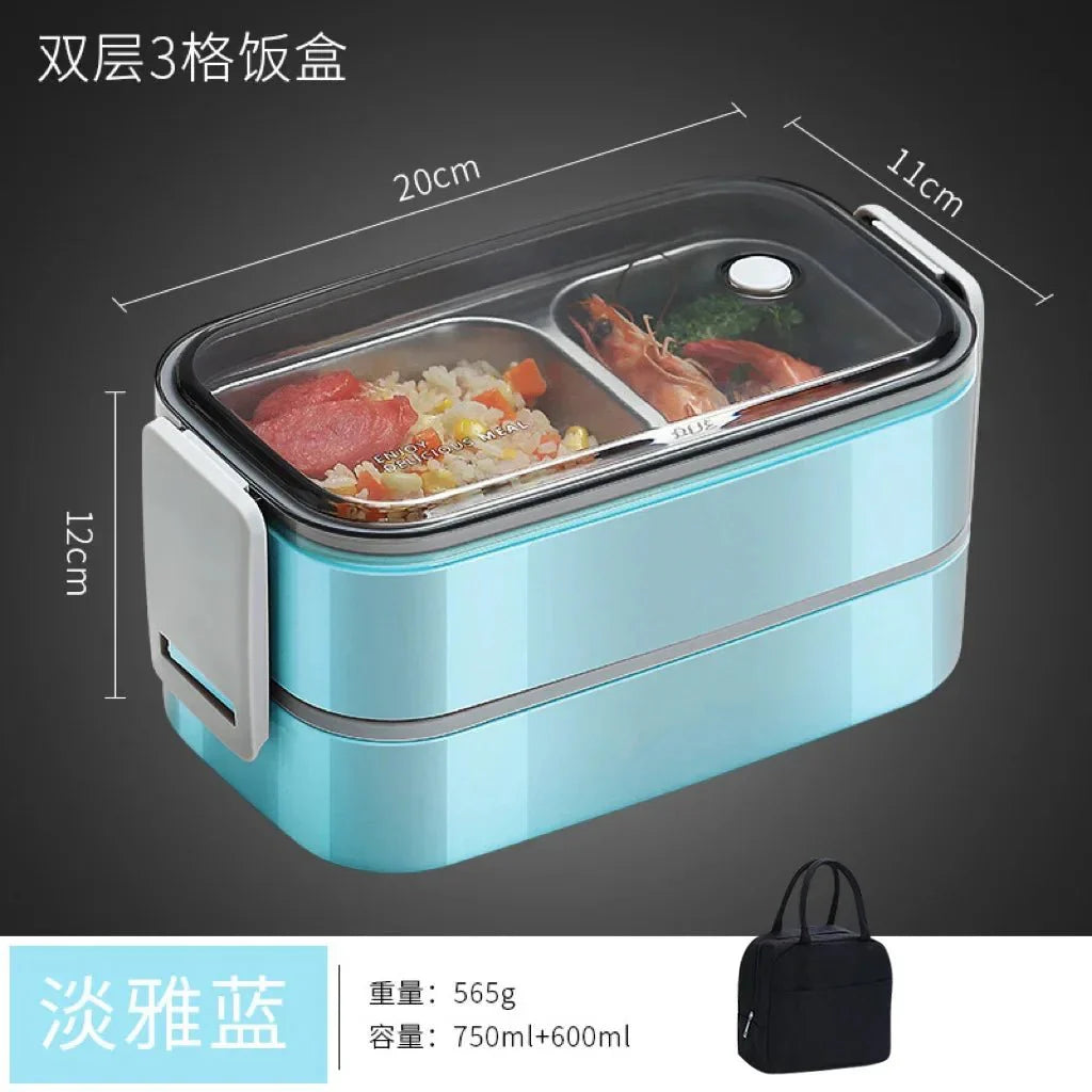 SHOWLU Stainless Steel Bento Lunch Box with 12 layers, leakproof and microwave-safe food container for adults and kids.