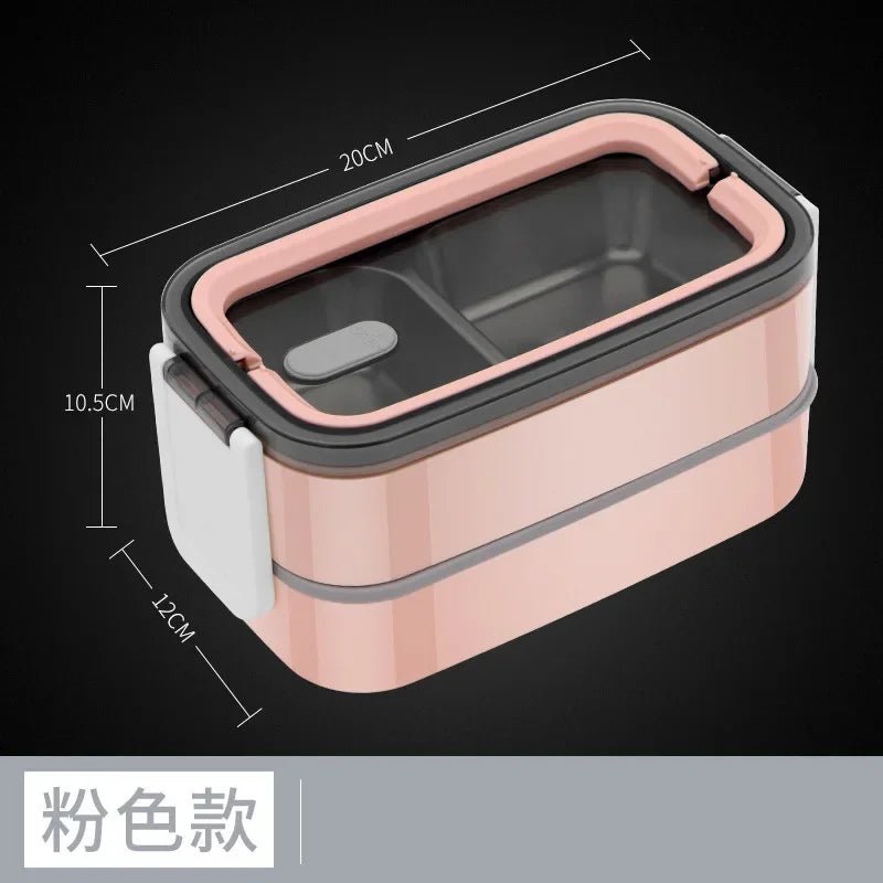 304 Stainless Steel Lunch Box for Adults Kids School Office 1/2 Layers Microwavable Portable Grids Bento Food Storage Containers - SHOWLU FASHION STORE