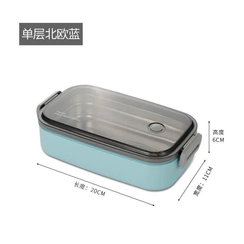 304 Stainless Steel Lunch Box for Adults Kids School Office 1/2 Layers Microwavable Portable Grids Bento Food Storage Containers - SHOWLU FASHION STORE