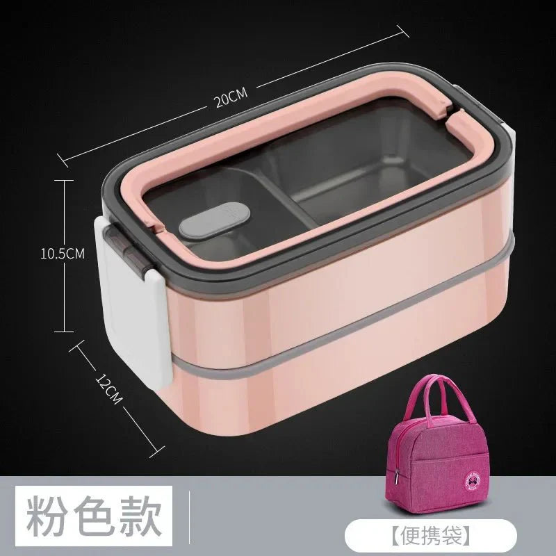 SHOWLU stainless steel bento lunch box with 12 layers, leakproof, microwavable food container for kids and adults, portable and durable.