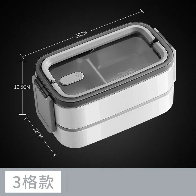 SHOWLU stainless steel bento lunch box with 12 layers, leakproof, microwave-safe food container for kids and adults.