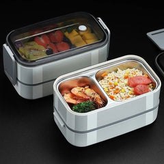 304 Stainless Steel Lunch Box for Adults Kids School Office 1/2 Layers Microwavable Portable Grids Bento Food Storage Containers - SHOWLU FASHION STORE