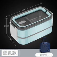 304 Stainless Steel Lunch Box for Adults Kids School Office 1/2 Layers Microwavable Portable Grids Bento Food Storage Containers - SHOWLU FASHION STORE