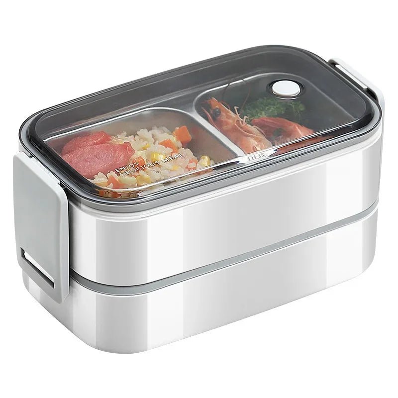 304 Stainless Steel Lunch Box for Adults Kids School Office 1/2 Layers Microwavable Portable Grids Bento Food Storage Containers - SHOWLU FASHION STORE