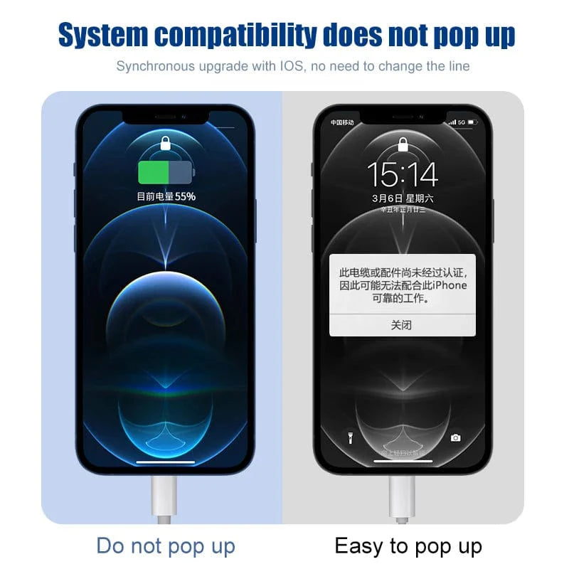 Showlu 30W USB-C to Lightning fast charging cable for iPhone 14, 13, 12, with durable design and fast data transfer.