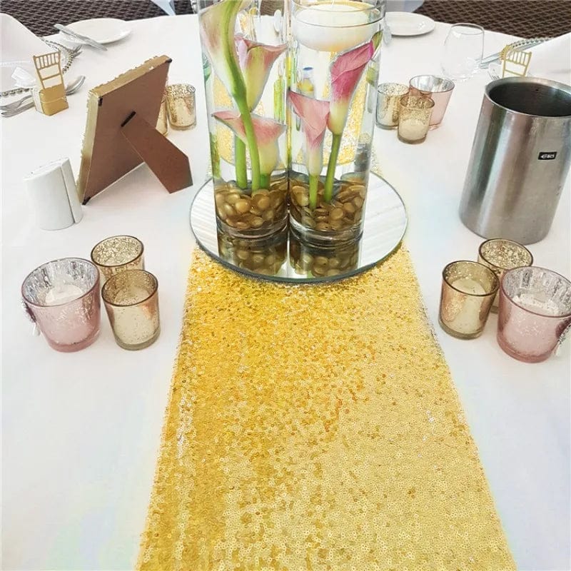 Sequin table runner by Magzasi, 30x180cm glitter mesh design ideal for weddings, banquets, and hotel decorations