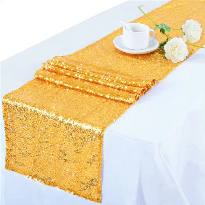 Sequin glitter mesh table runner, 30x180cm, for weddings and events, with embroidered design for elegant banquet and celebration decor