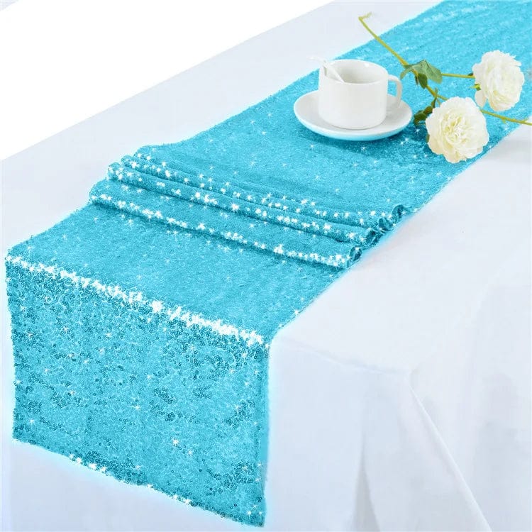 Sequin glitter table runner in mesh fabric, 30x180cm, for wedding or banquet table decor, by Showlu Fashion Store.